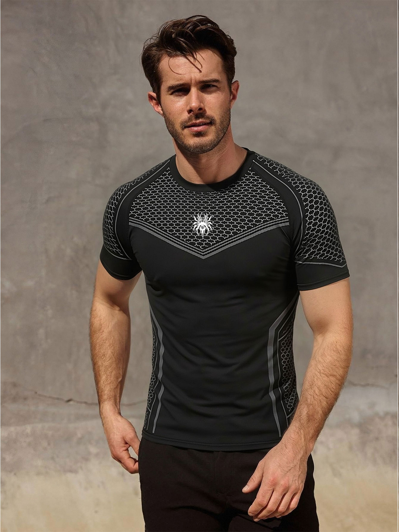 Outdoor Sport.Hub - T-shirt de compression imprimé pour homme